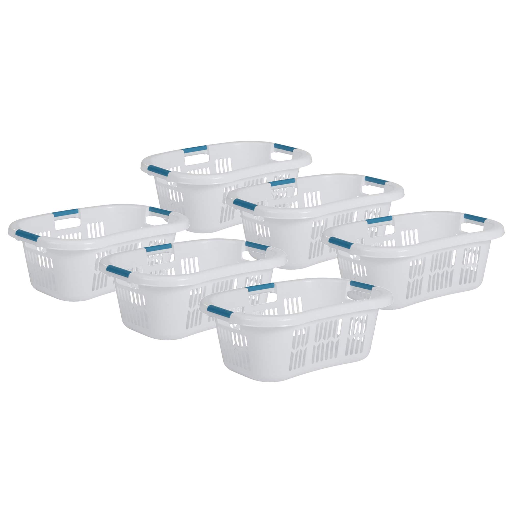 Front. RubberMaid - Rubbermaid 2.1-Bushel Small Hip-Hugger Plastic Laundry Basket, White (6-Pack) - White.