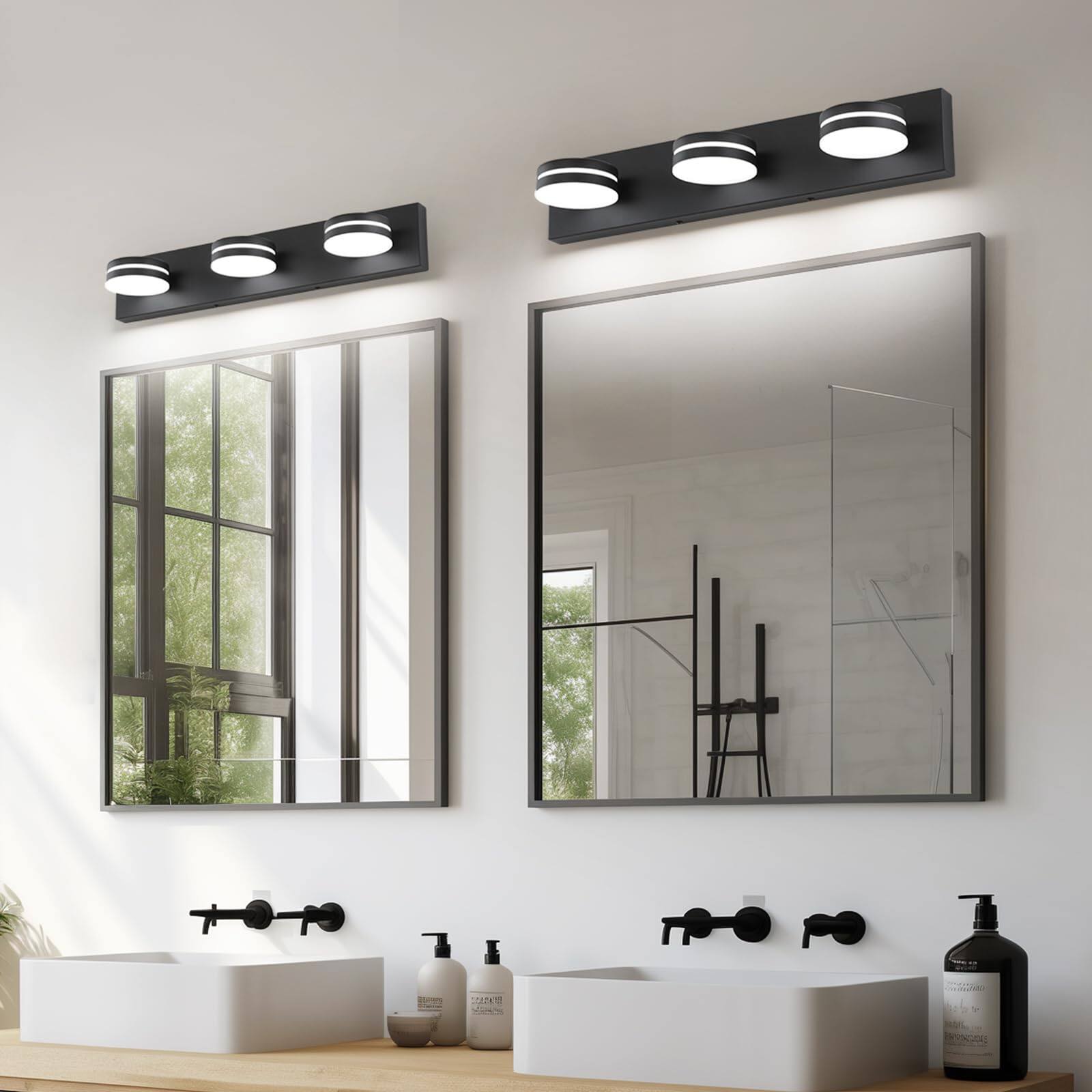 Alt View 3. Comfort Essence - Bathroom Vanity Light Over Mirror Matte Led Lighting Fixtures Modern Wall With rotating Lamp Head - Matte Black-Dimmable 5-Light,40Inch.