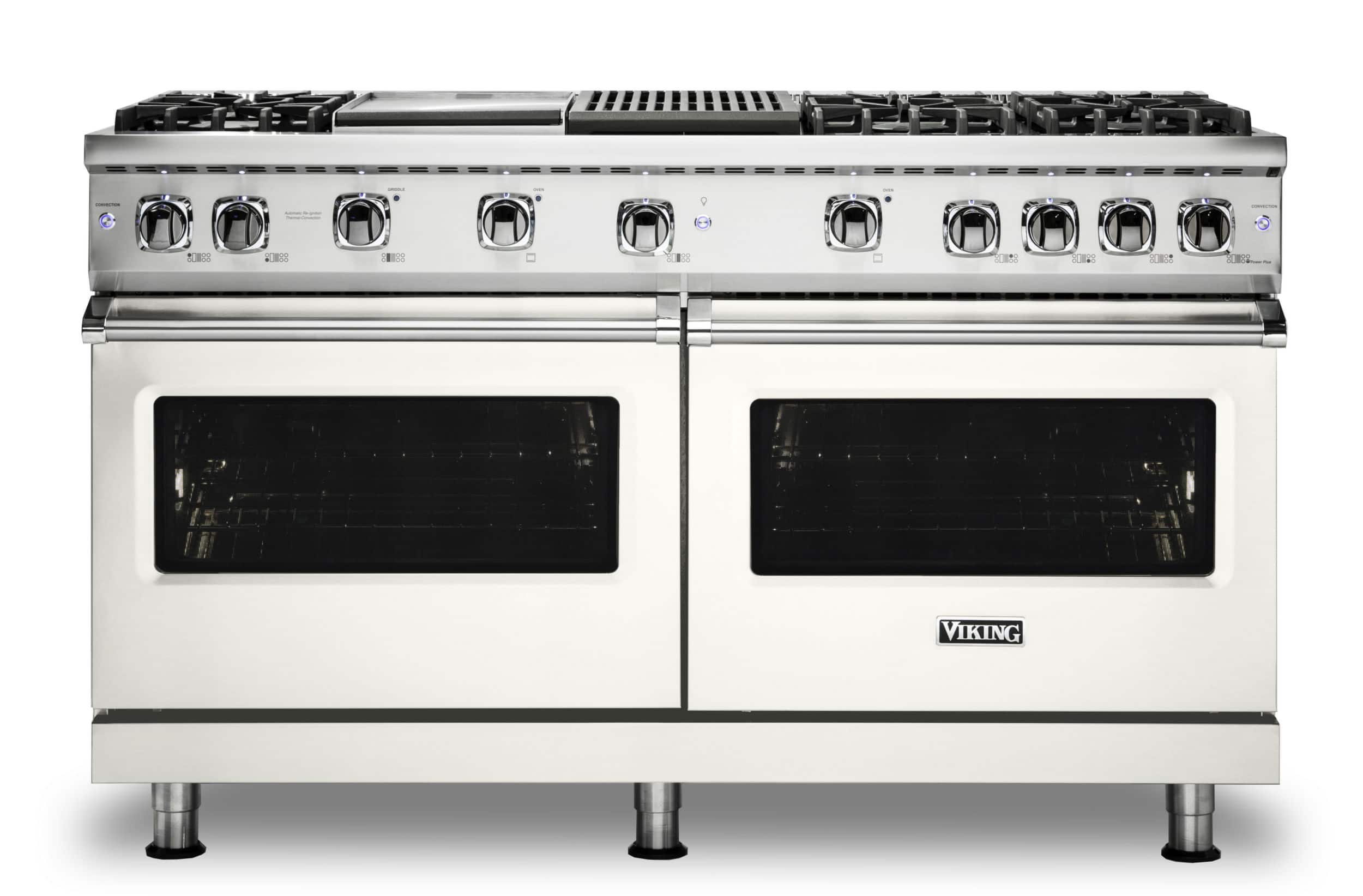 Viking - 8.0 Cu. Ft. 60"W. Professional 5 Series Freestanding Double Oven Gas Convection Range - Pure White