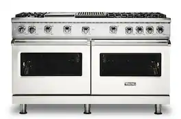 Viking - 8.0 Cu. Ft. 60"W. Professional 5 Series Freestanding Double Oven Gas Convection Range - Pure White