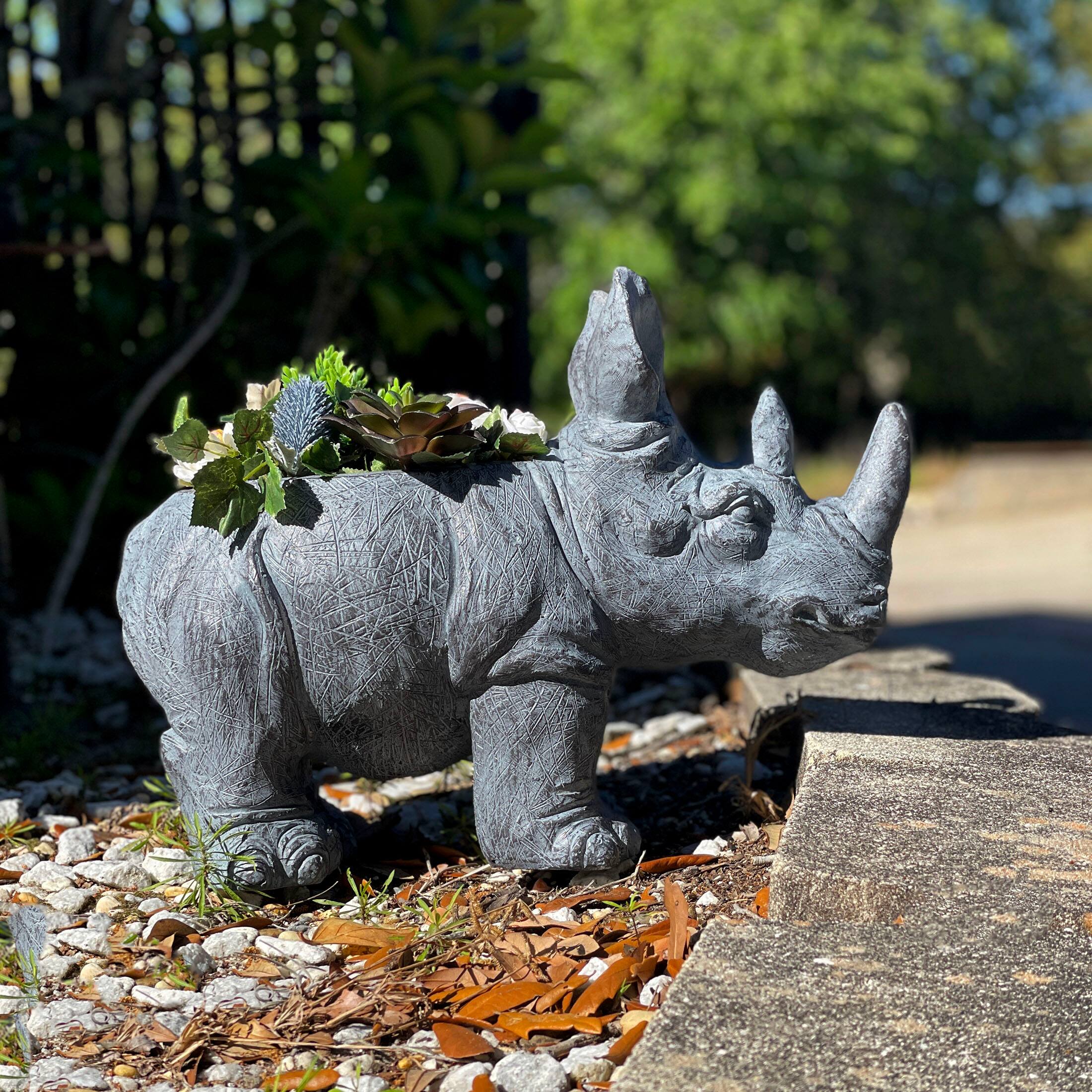 Alt View 3. Zeckos - Grey Rhino MGO Planter - 18.5" - Weather-Resistant Magnesium - Indoor/Outdoor - Grey.