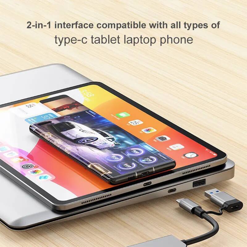 2-in-1 interface compatible with all types of type-c tablet laptop phone