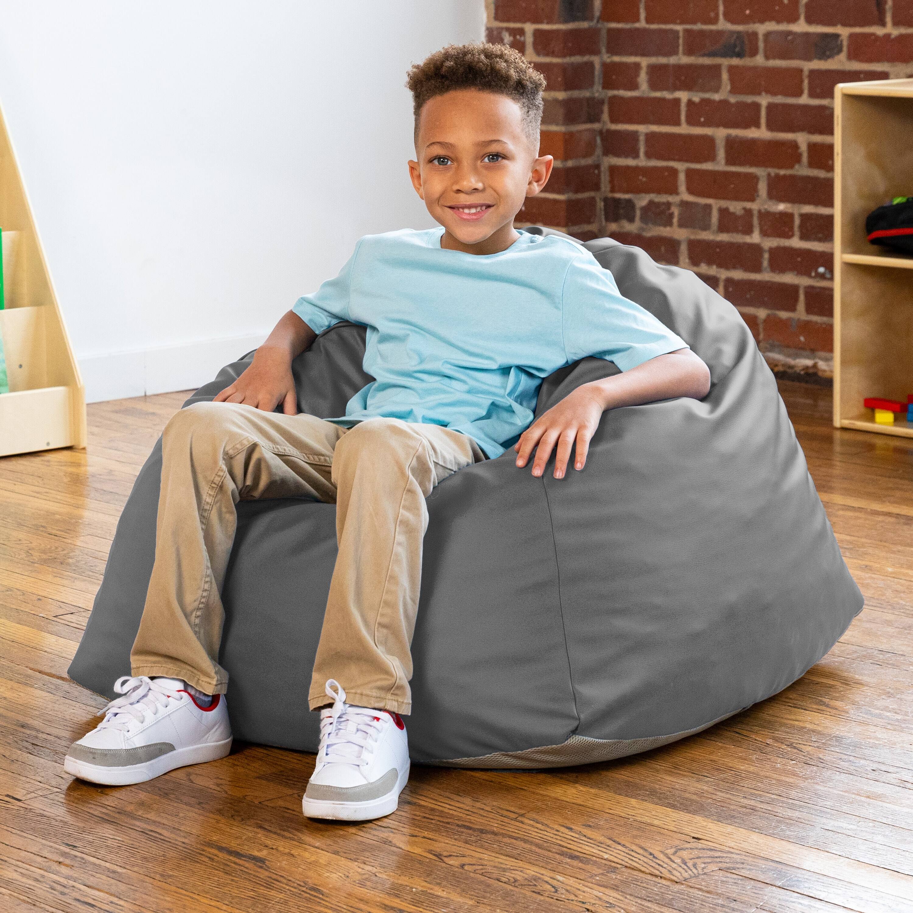 Angle. Jaxx - Jaxx Gumdrop Jr. Kids Bean Bag for Early Childhood & Educational Environments, Premium Vinyl - Charcoal - Charcoal.
