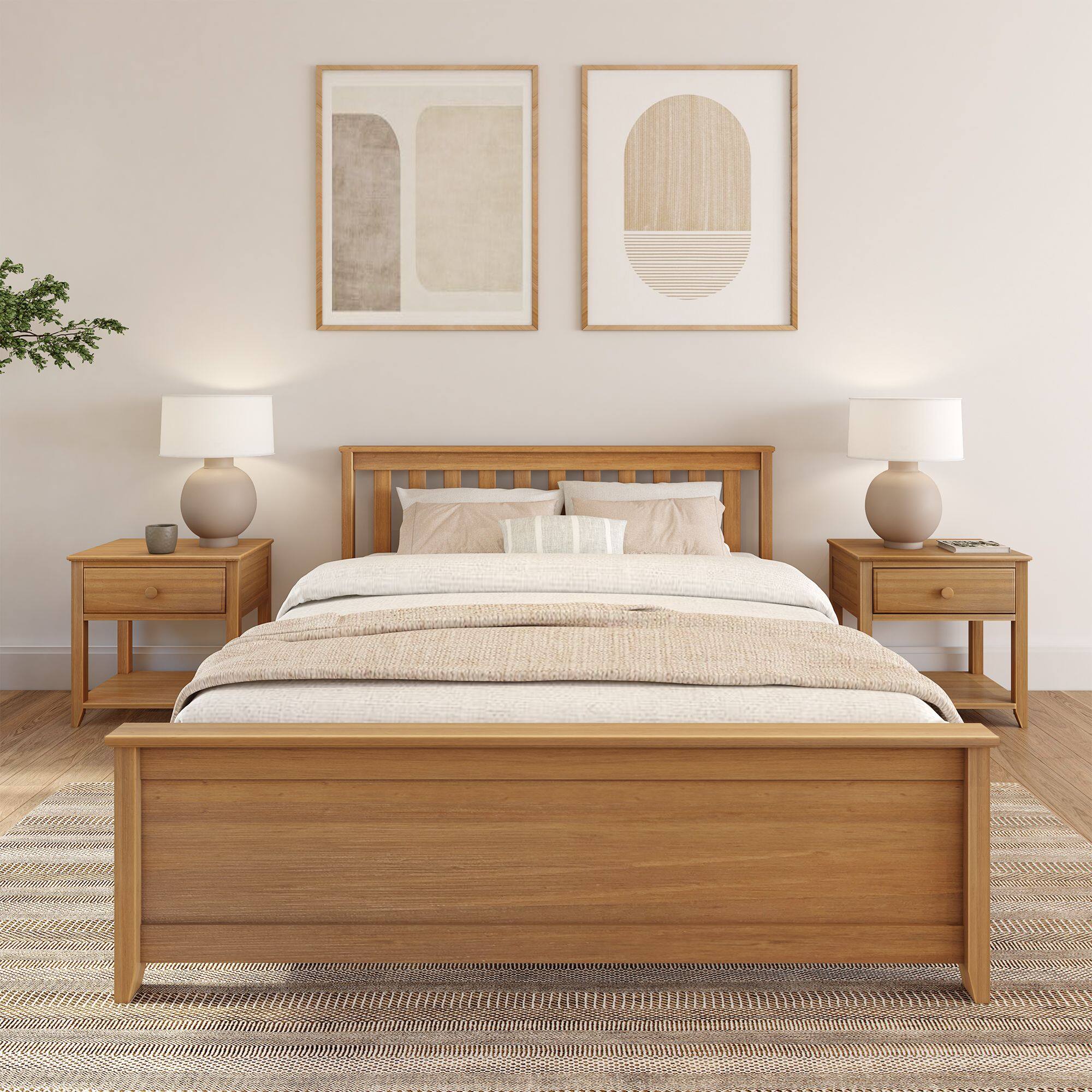 Alt View 1. Plank+Beam - Classic Queen Bed, Pecan - Pecan.
