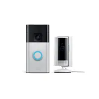 Ring - Starter Set with Battery Doorbell and Indoor Cam - Satin Nickel and White - Front_Zoom