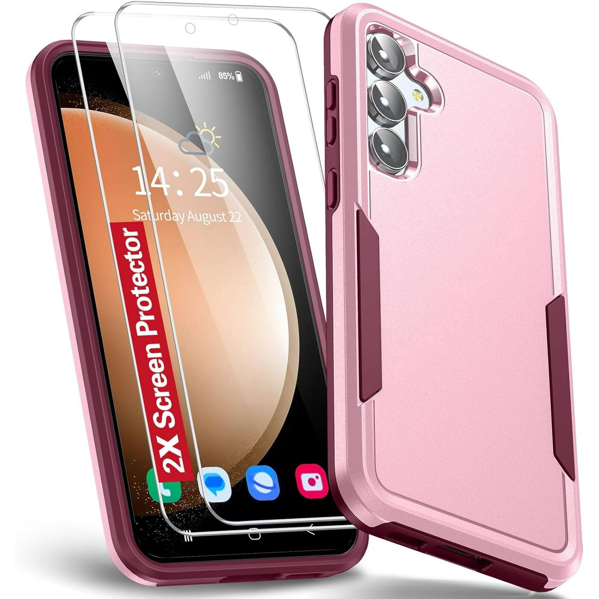 Entronix - Galaxy S25 Plus Bundle - Dual-Layer Case with 2 Clear Screen Protectors - Pink