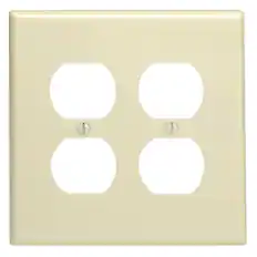 Front. Leviton - Leviton Ivory 2 gang Thermoset Plastic Duplex Wall Plate 1 pk - Ivory.