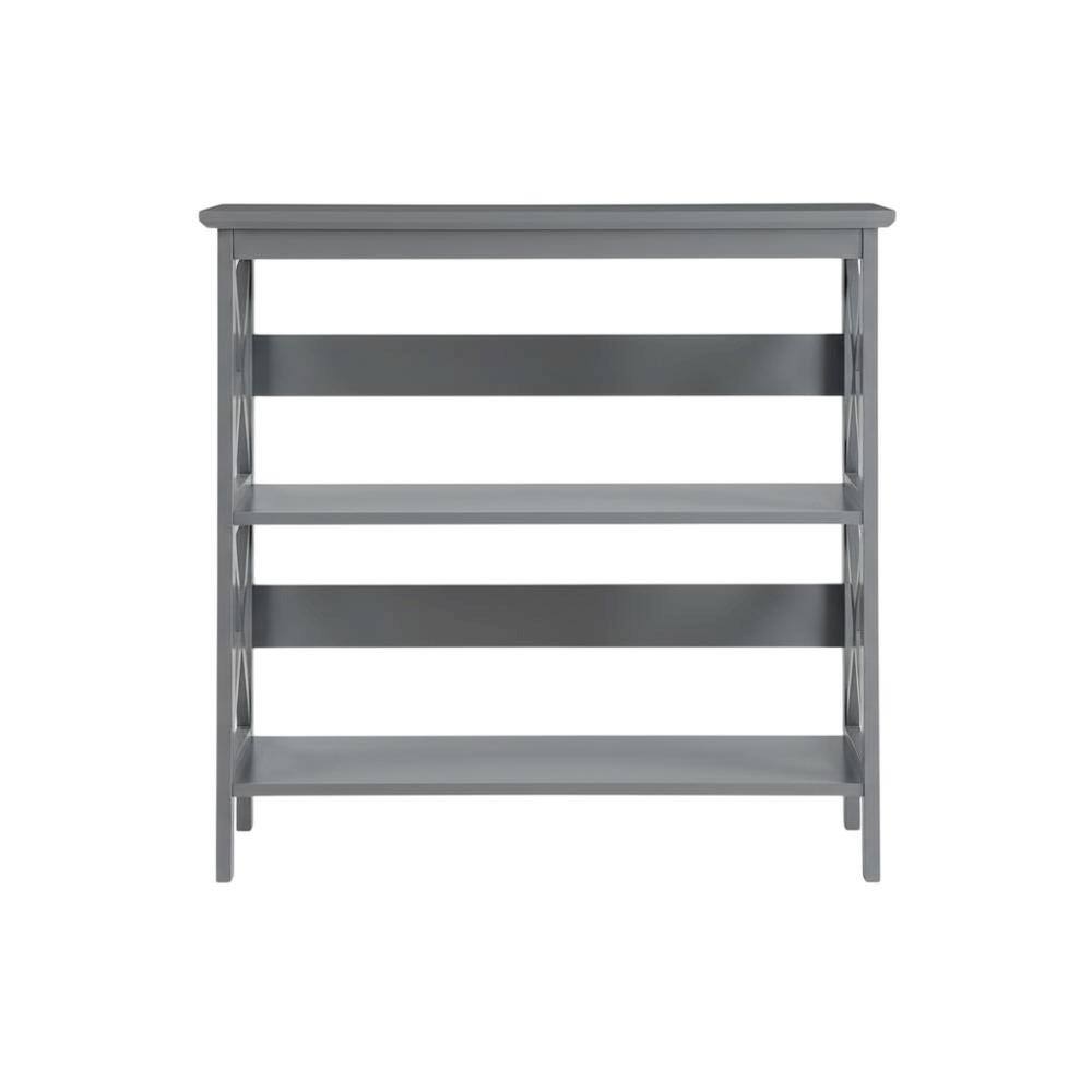 Angle. FurniFact - Wooden 3-Tier Bookcase with Non-Lead Base Paint and Storage Shelves - Gray.
