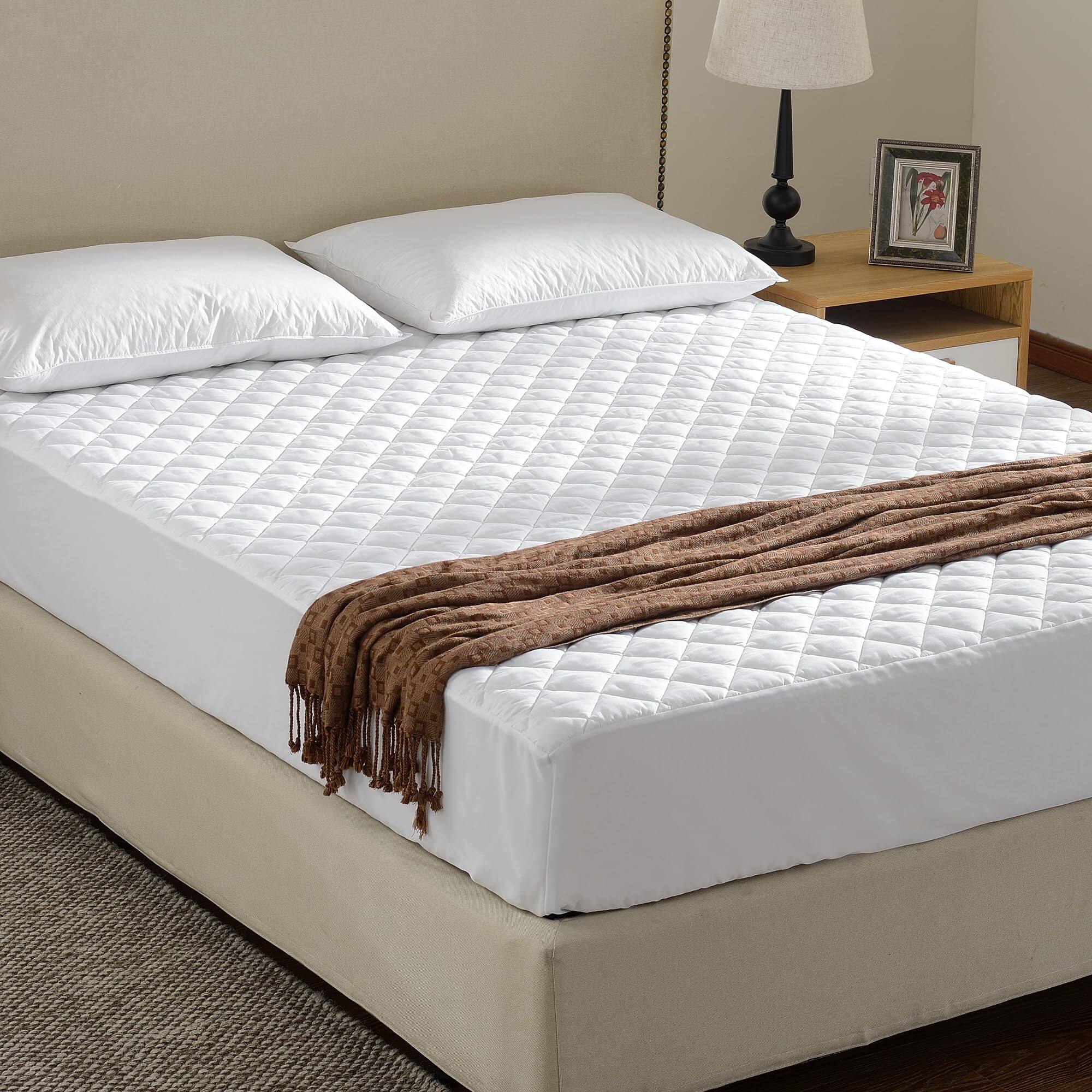 Alt View 4. Cheer Collection - Quilted Mattress Pad with Deep Pockets - Premium, Comfortable Cover & Topper, Twin Size - White.