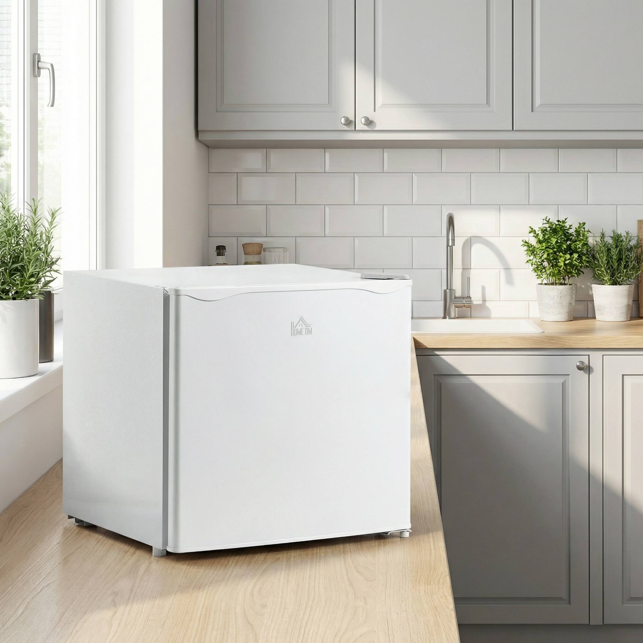 Angle. Forest'nSky - 1.1 Cu.Ft Countertop Mini Freezer - Compact Upright Design, Removable Shelves & Reversible Door, White - White.