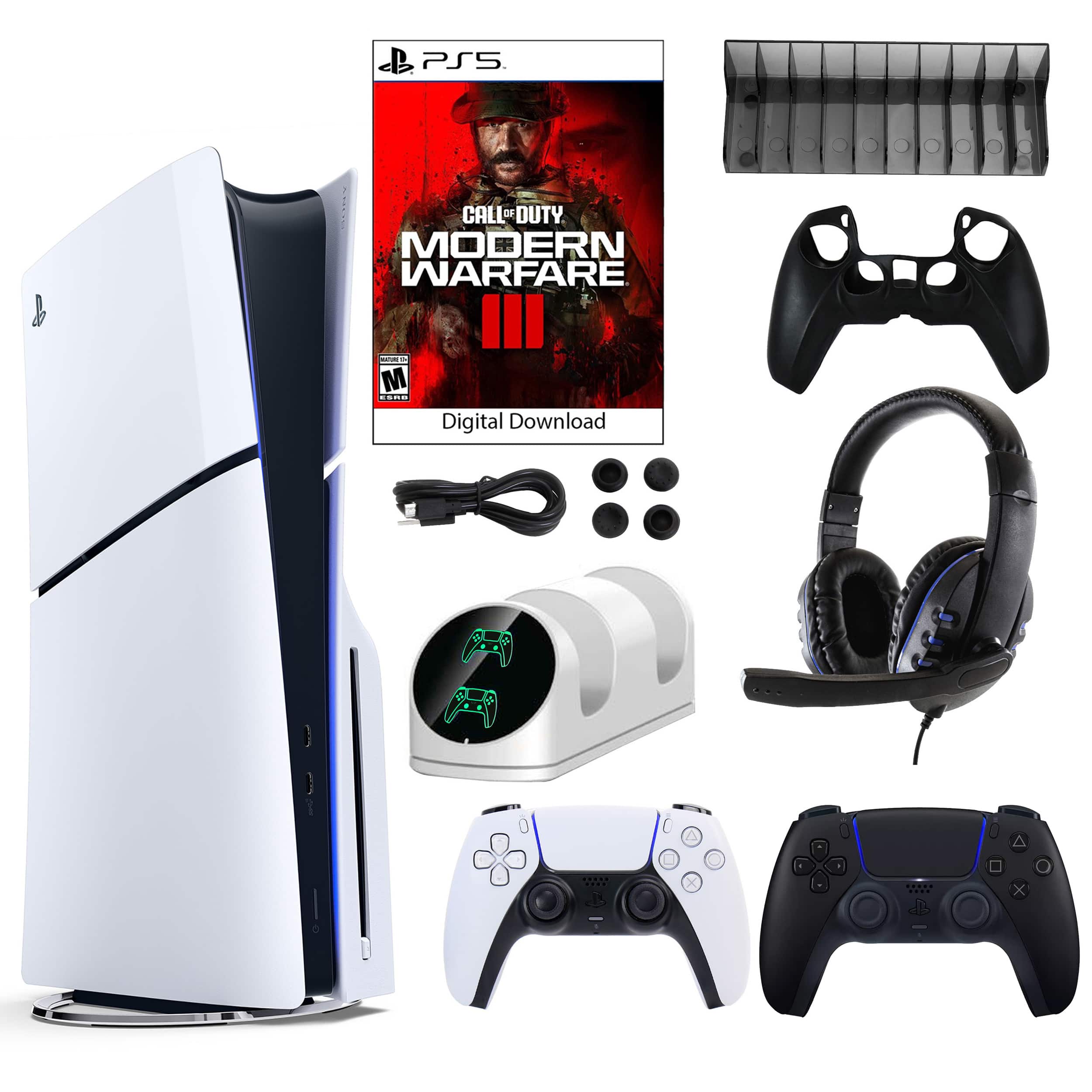 PS5 COD III Console with Black Dualsense Controller and Accessories Kit - PlayStation 5