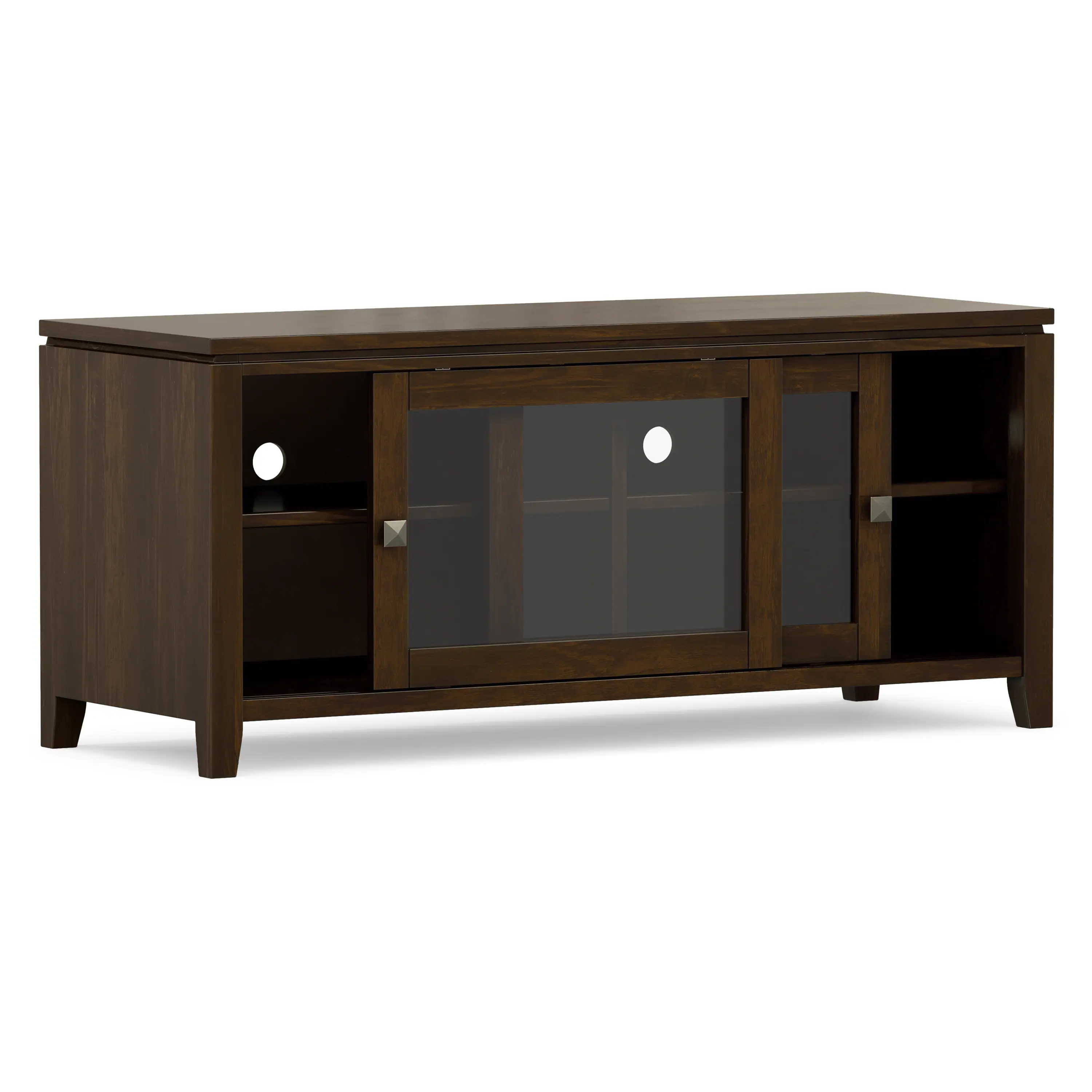 Back. Simpli Home - Cosmopolitan 48 inch Wide Solid Wood TV Stand in Mahogany Brown For TVs up to 55 inches - Mahogany Brown.