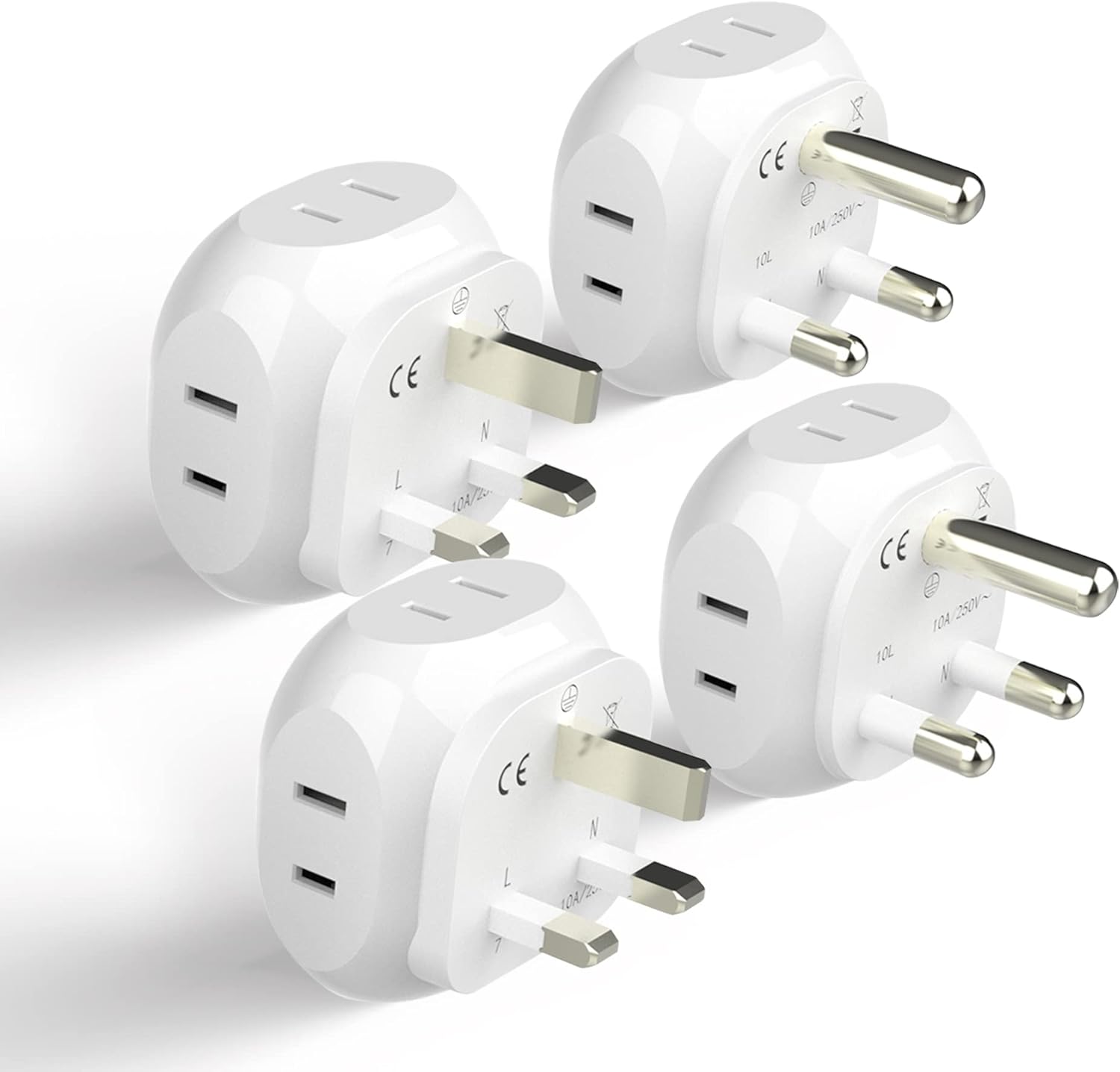 Ceptics - South Africa Travel Plug Adapter Set - Type M and Type G - White