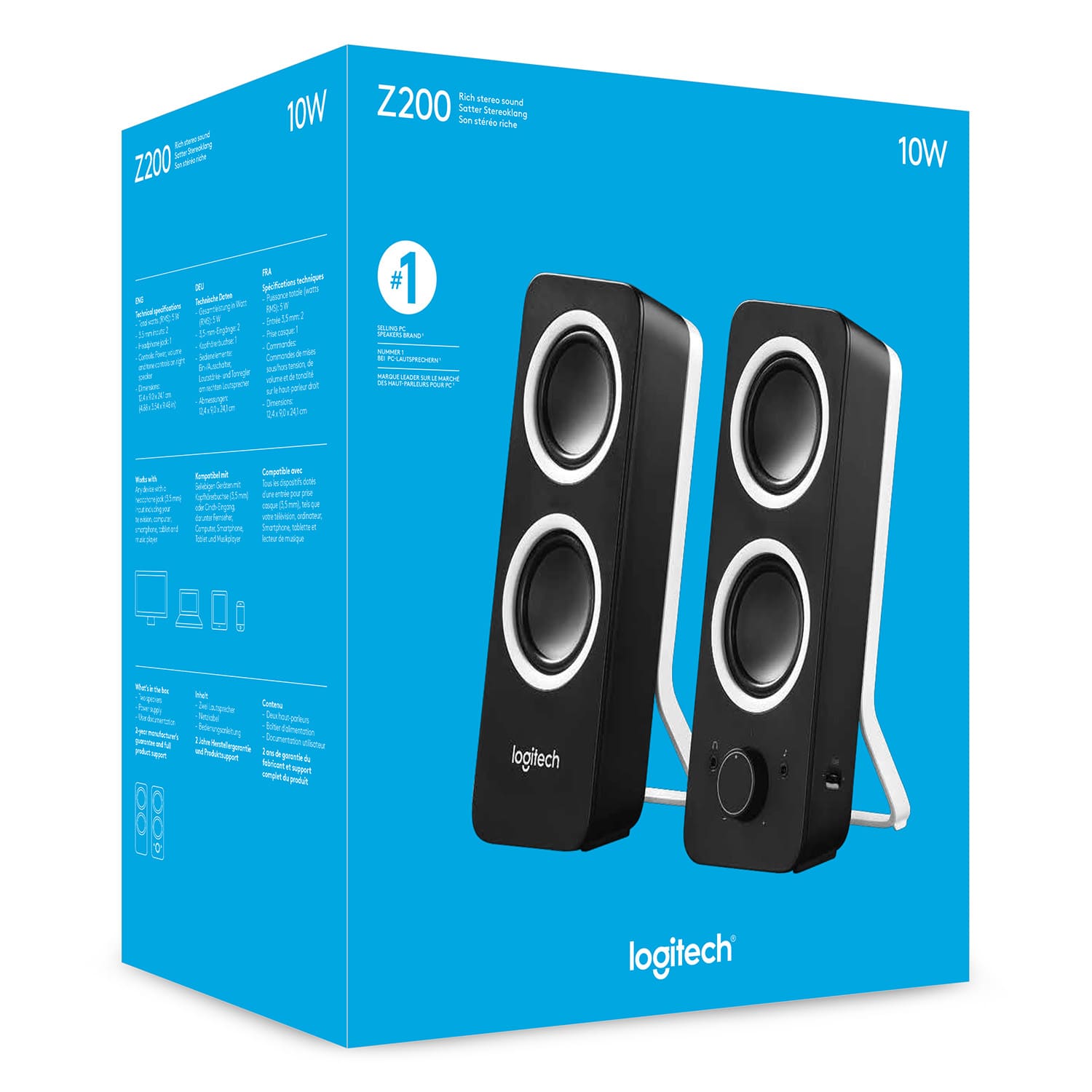 Logitech multimedia speakers z200 with stereo sound fashion for multiple devices