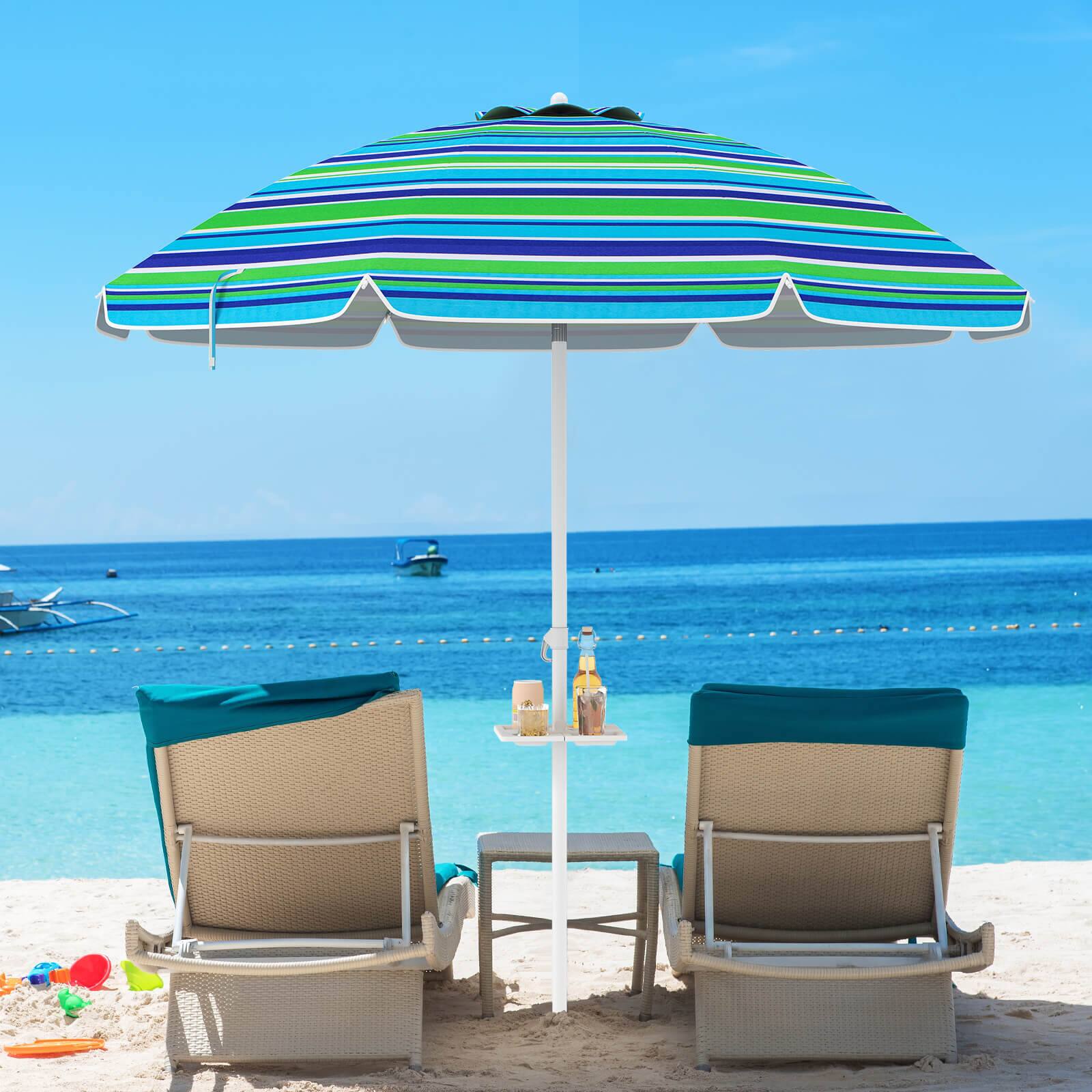 Alt View 1. Costway - Costway 7.2 FT Portable Beach Umbrella Tilt Sand Anchor Cup Holder with Carry Bag - Green.