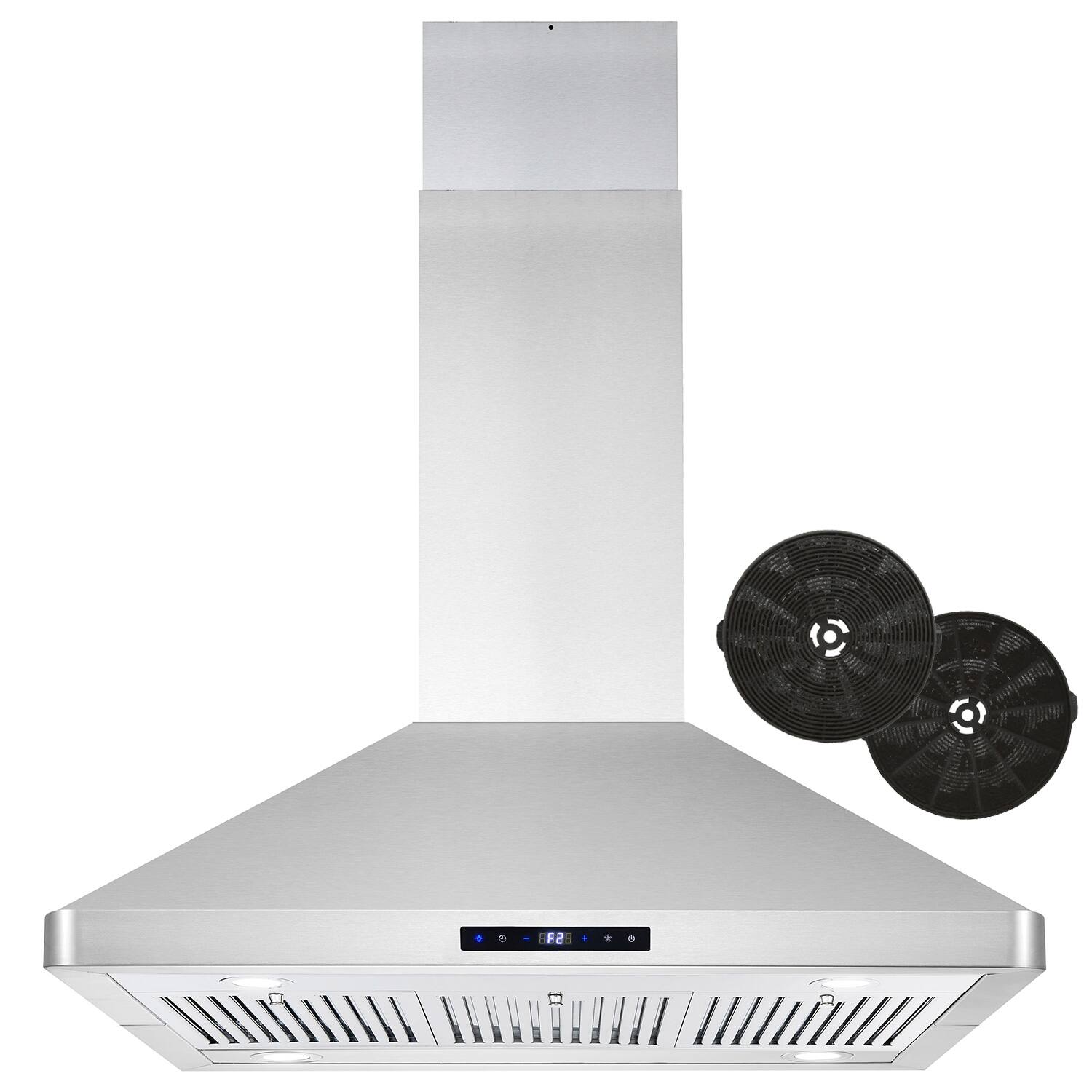 Front. COSMO - 36 in. Lumin Collection 380 CFM Ductless Island Range Hood, Soft Touch Controls, LED Lights - Stainless Steel.