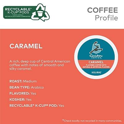 **COFFEE Profile**

**CARAMEL**

A rich, deep cup of Central American coffee with notes of smooth and silky caramel.

- **ROAST:** Medium
- **BEAN TYPE:** Arabica
- **FLAVORED:** Yes
- **KOSHER:** Yes
- **RECYCLABLE* K-CUP® POD:** Yes

*Check locally, not recycled in many communities.

**Caribou Coffee**
CARAMEL FLAVORED COFFEE WITH NATURAL & ARTIFICIAL FLAVORS
KEURIC®