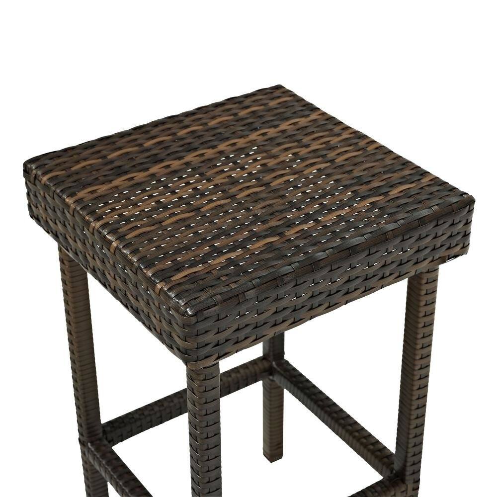 Left. Outdoor Escape - Brown Wicker Bar Stools Set of 2 with Patio Seating for Outdoor Gatherings - Brown.