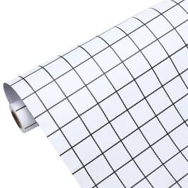 Unique Bargains - Plaid Wallpaper 23.6x394" Checkered Gingham Self-Adhesive Vinyl Waterproof for Bedroom, Living Room, Kitchen - White
