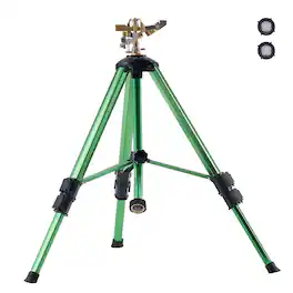 VEVOR - Impact Sprinkler on Tripod Base, Heavy Duty Tripod Sprinklers with Brass Head & 3/4" Connector, 360 Degree Large Area - Green