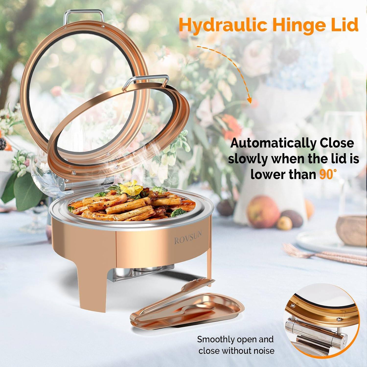 Hydraulic Hinge Lid

Automatically Close slowly when the lid is lower than 90°

ROVSUN

Smoothly open and close without noise
