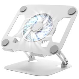 HongFei - Laptop Cooling Stand with 3 Speed Fan, Adjustable Height & Angle, Carbon Steel Framework, Ultra-Quiet & Sturdy - Silver