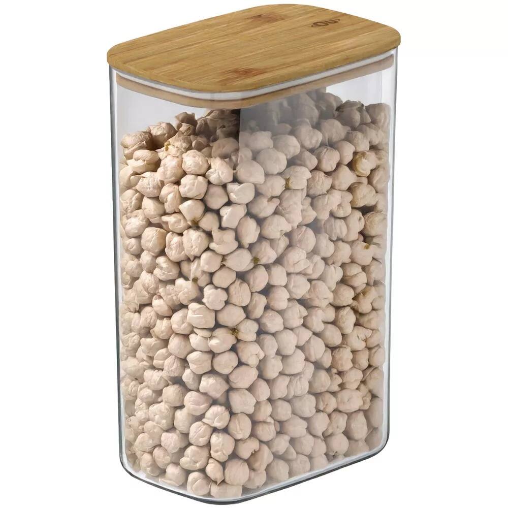 Alt View 4. OU - OU Airtight Food Storage Container w Leak Proof Bamboo Lid Set 8pc (set of 4) Kitchen Jar Organizer - Clear.