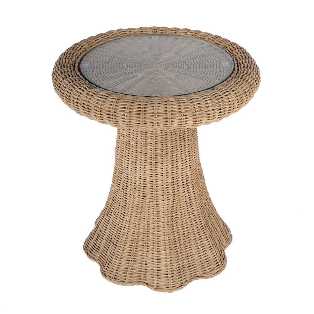 Back. Butler Specialty - Flora Rattan Scalloped End table - Light Brown.
