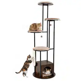 Gymax - Modern Cat Tree Tower 72-Inch Tall Multi-Level Cat Condo w/Top Perch Platforms - Brown