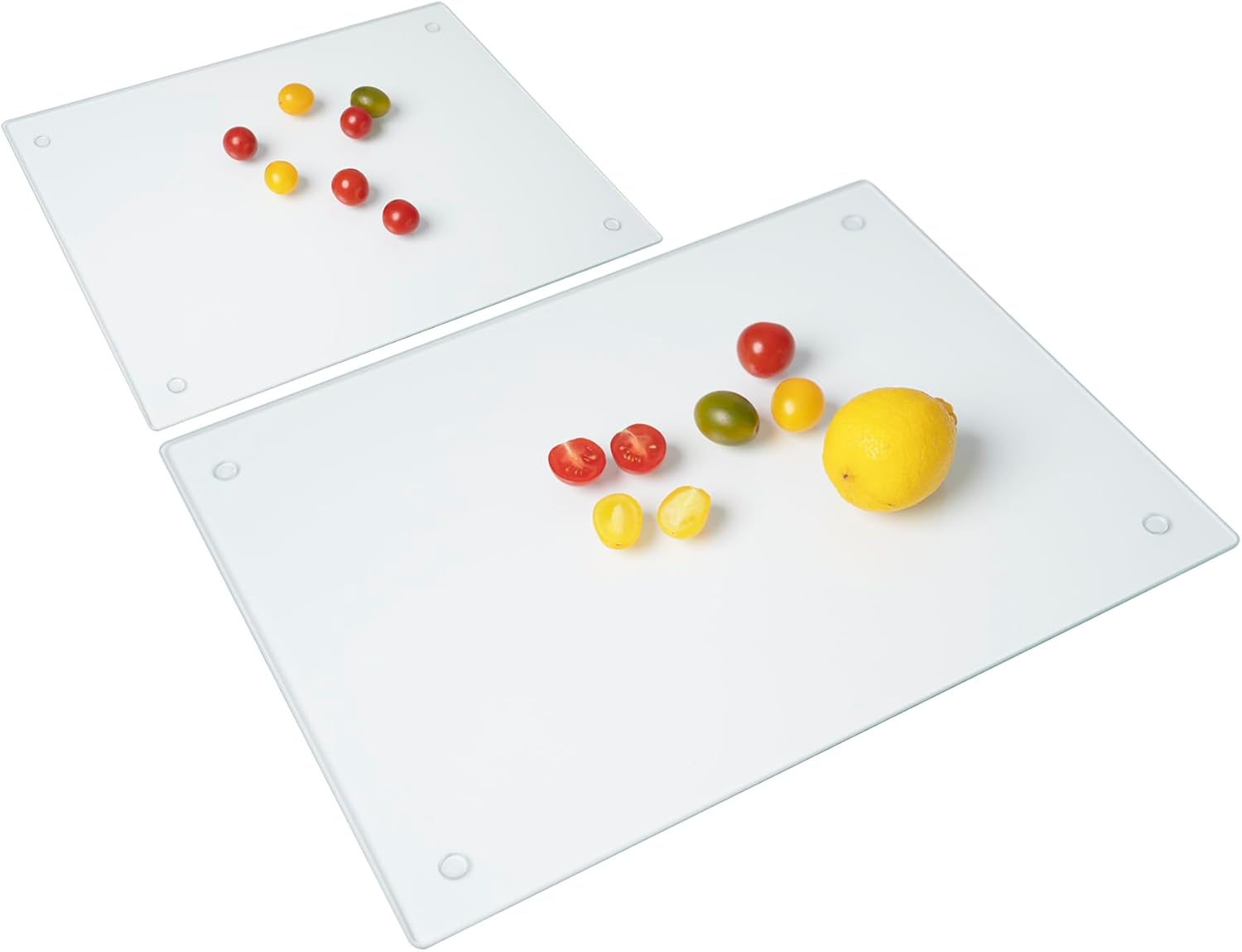 Front. PARKER SLATER - Clear Tempered Glass Cutting Boards, Heat & Scratch Resistant, 2-Pack.