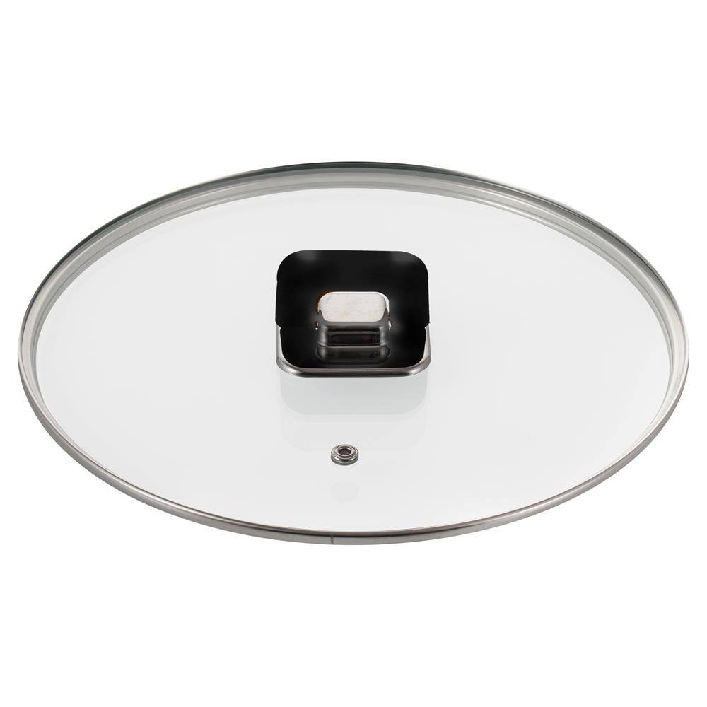 Front. NutriChef - NutriChef Lid For 3.7 Quart Sautepan Pot - Non-Stick Stylish Kitchen Cookware with Foldable Knob, PFOA Free - Black.