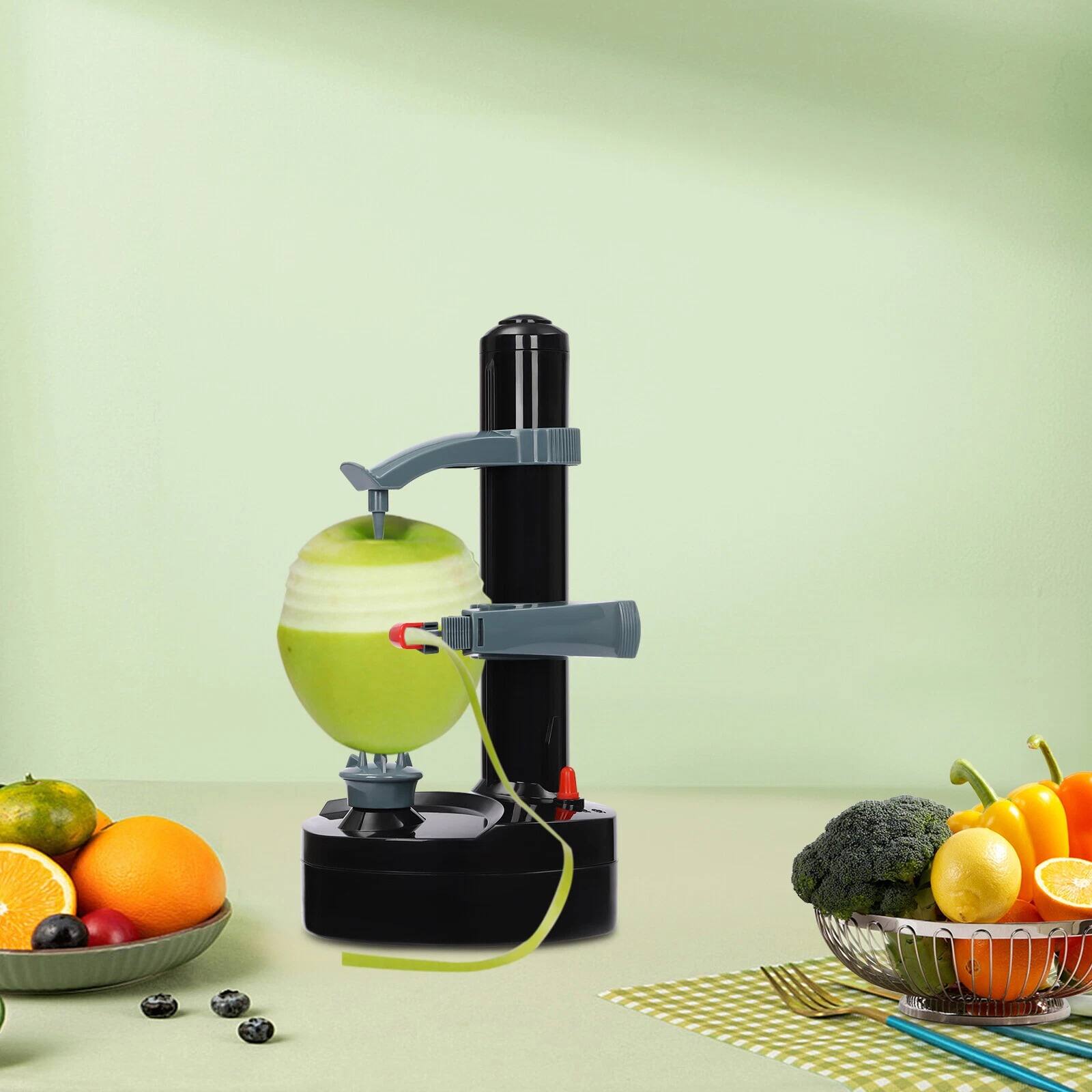 Angle. Home Collection - Commercial Electric Fruit and Vegetable Peeler, Automatic Potato Apple Pear Skin Peeling Machine - Black, Blue.
