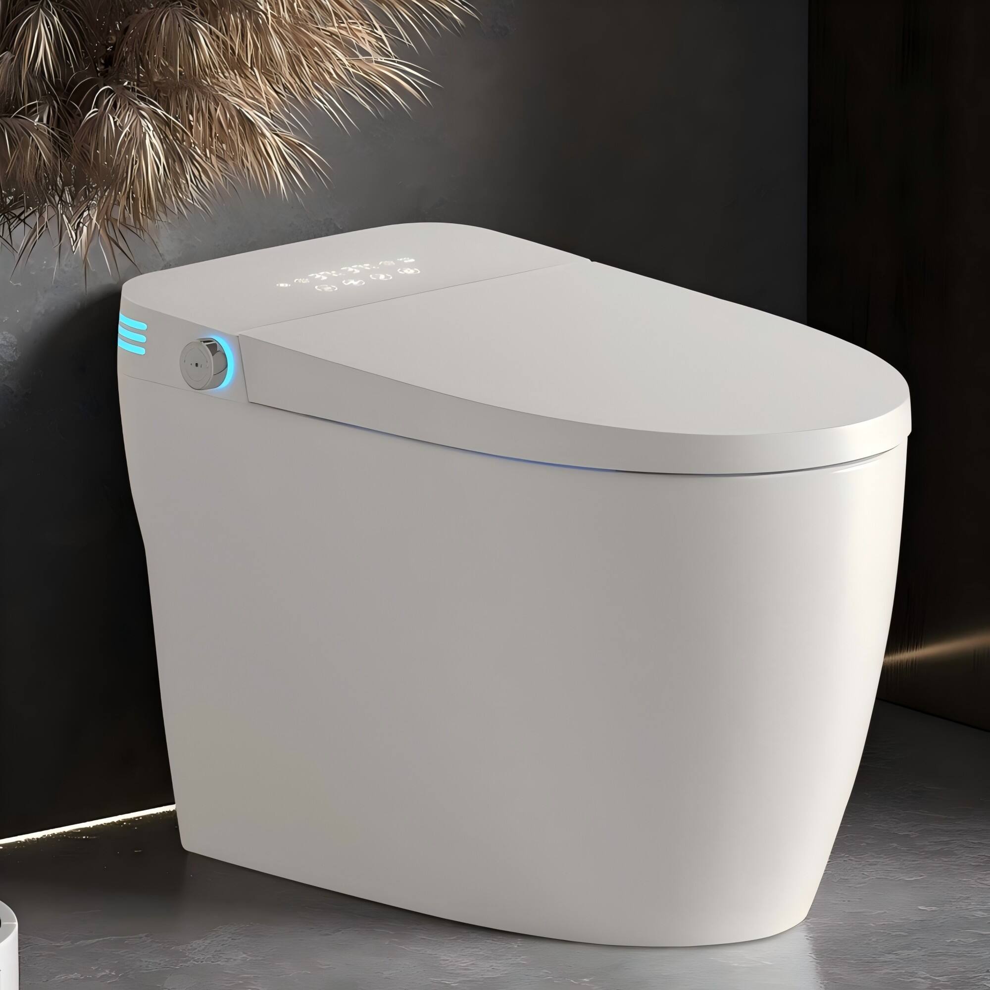 Alt View 1. Ecooso - Tankless Smart Toilet，Bidet Built In, One-piece, Auto Flush,Warm Water and Dry, Adjustable Temp,Remote Control Side Know - White.