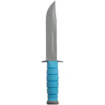 Front. KA-BAR - KA-BAR 7" Straight Edge Fixed Blade SPACE-BAR Utility Knife w/ Sheath - Blue.
