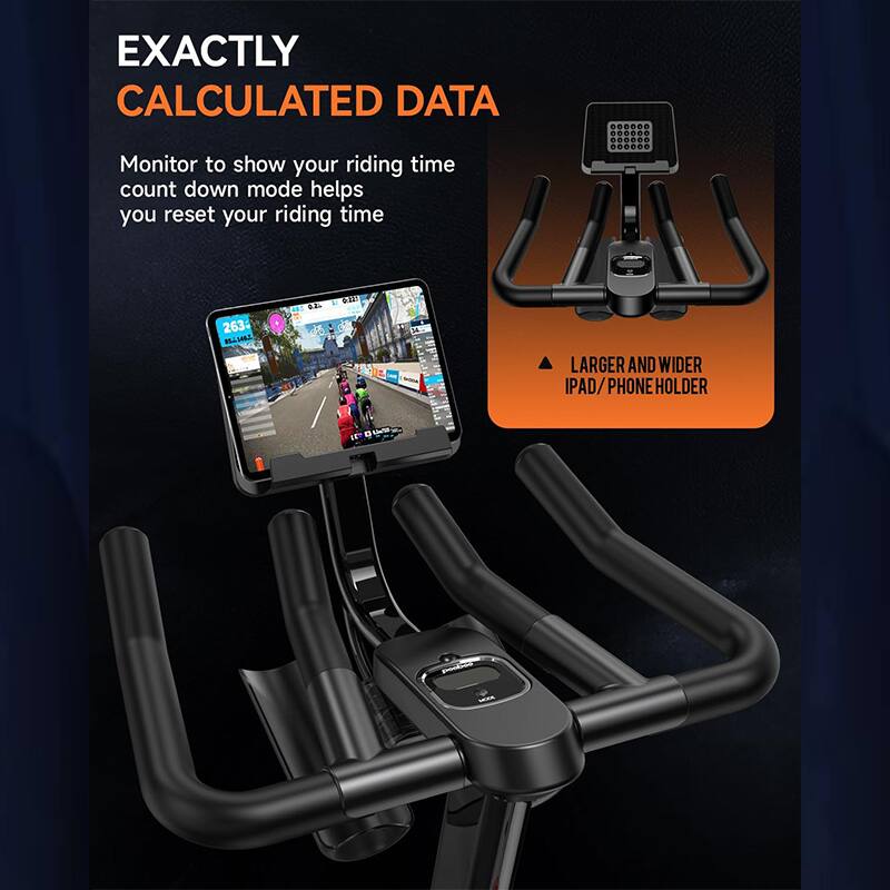 EXACTLY CALCULATED DATA

Monitor to show your riding time count down mode helps you reset your riding time

LARGER AND WIDER IPAD/PHONE HOLDER