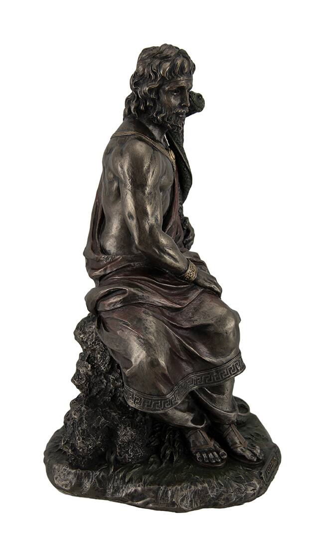 Alt View 1. Veronese Design - Asclepius Greek God of Medicine Holding Serpent Entwined Staff Bronzed Statue - Bronze.