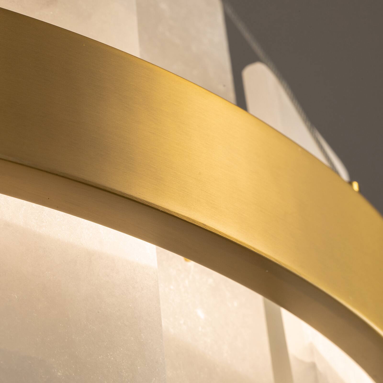 Alt View 7. Siljoy - 23.6-In Modern Alabaster LED Chandelier, Brass Frame Dimmable Light for Dining Room Living Room Kitchen Island Foyer - Gold Brass.