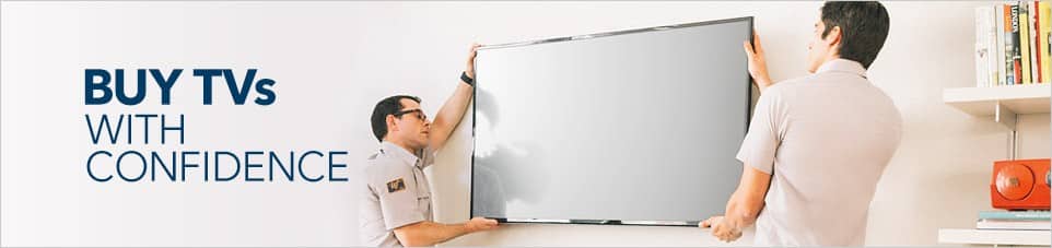 Installers mounting a TV