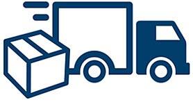 Shipping box, delivery truck