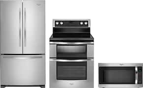 Refrigerator, range, over-the-range microwave