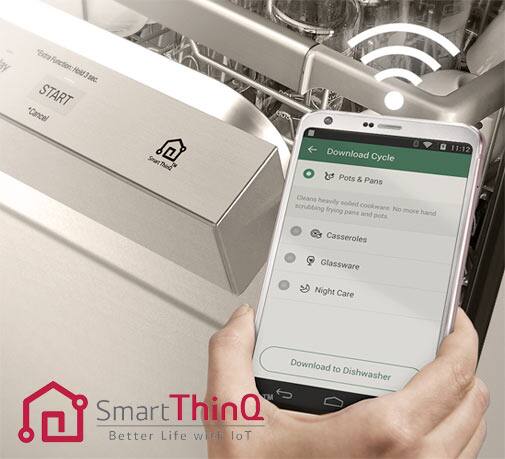 Smart phone near dishwasher