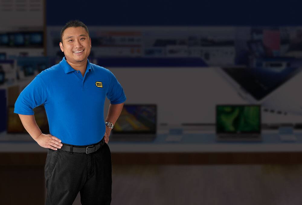 Blue Shirt with laptops