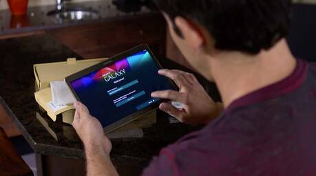 Man working on tablet