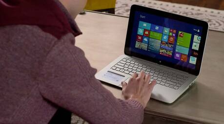 Woman working on laptop