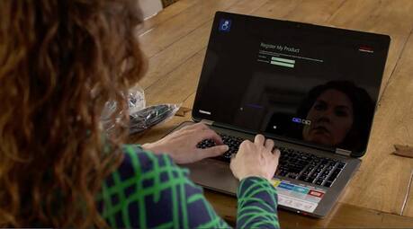 Woman working on laptop