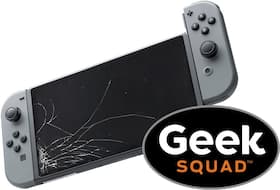 Nintendo Switch with cracked screen, Geek Squad