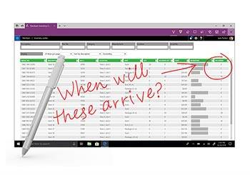 Screen showing note handwritten on spreadsheet with smart stylus