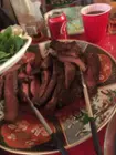 Medium rare flank steak .. grilled after 4 hour sous vide, click to load a larger version