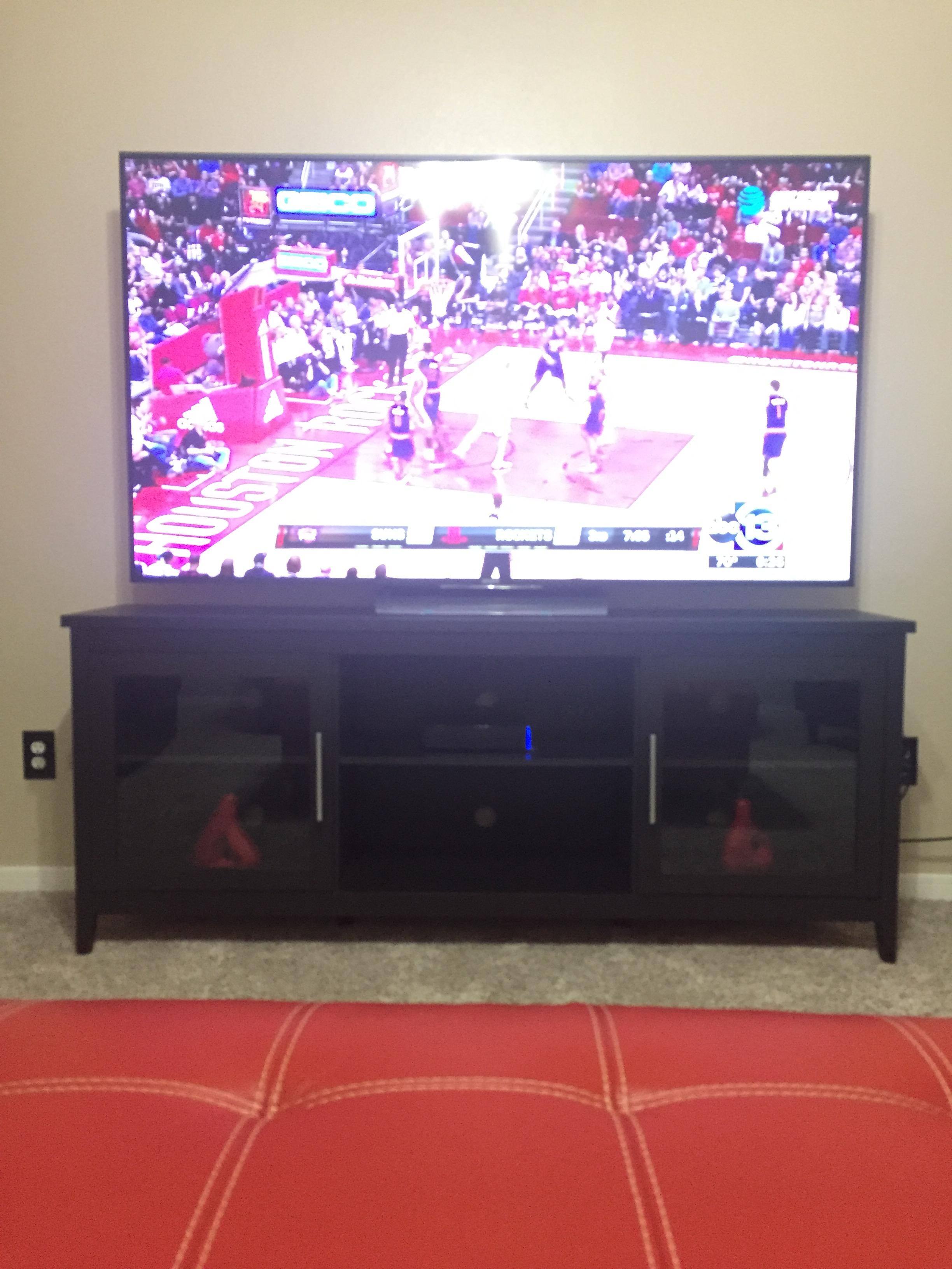TV is 75" fits perfect, click to load a larger version