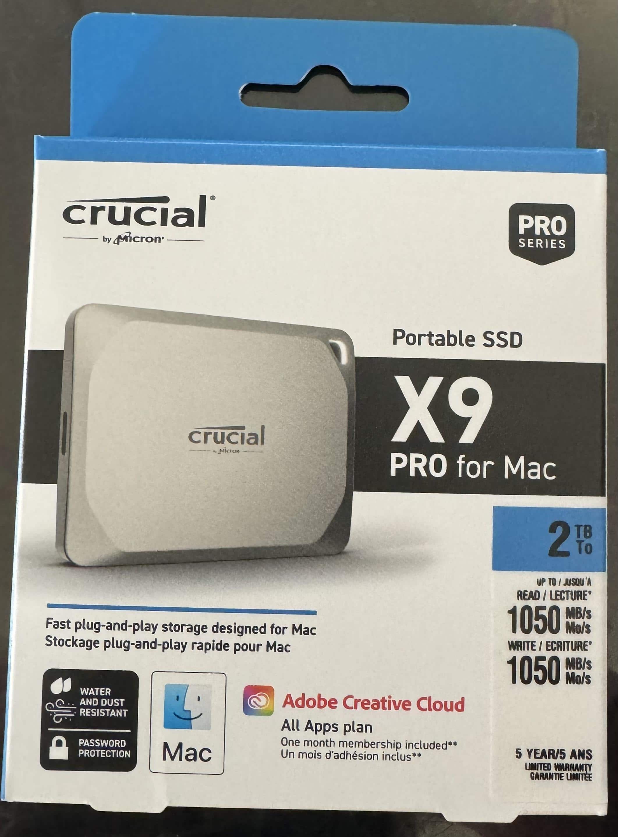 Crucial X9 Pro for Mac 2TB External USB C SSD Starlight